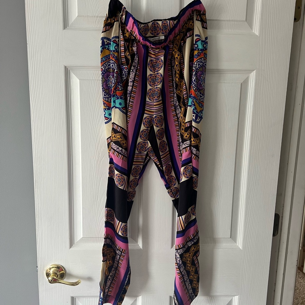 Collective Concepts Black and Pink Track Pants with Psychedelic Print